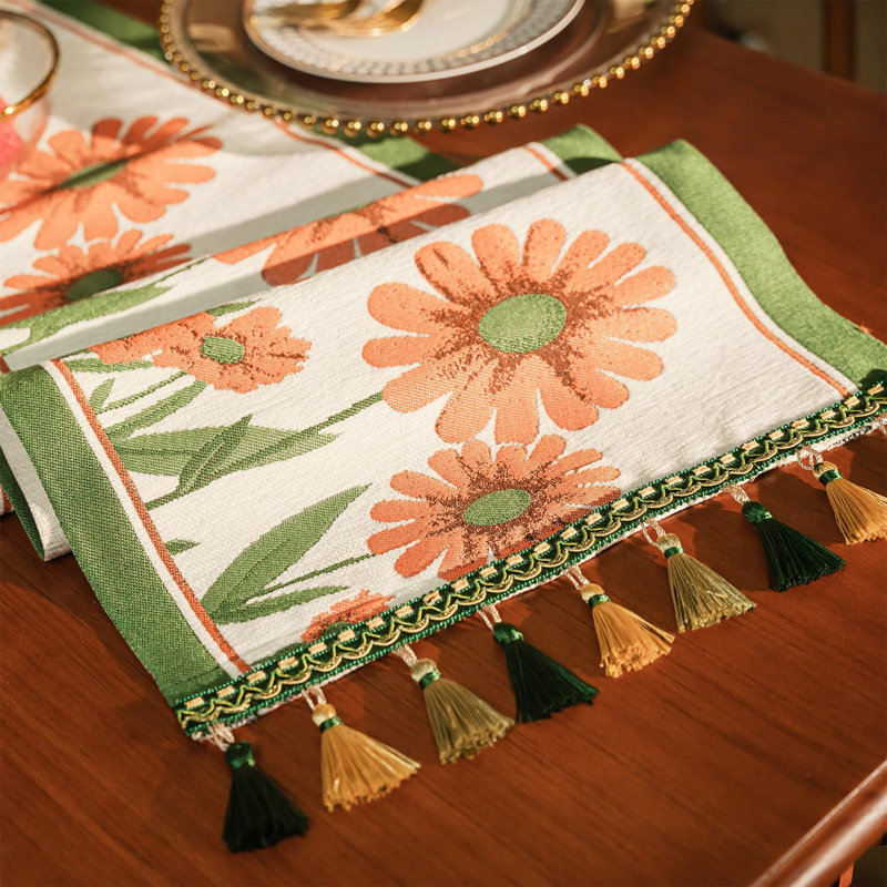 Chemin de table 13 x 72 pouces avec pampilles