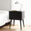 Table de chevet Mid-Century moderne avec 2 tiroirs, table de chevet en bois d'acacia massif avec pieds évasés pour la chambre à coucher, le salon et les petits espaces
