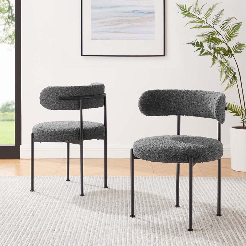 Modway Albie Fabric Dining Chairs, Charcoal, Black