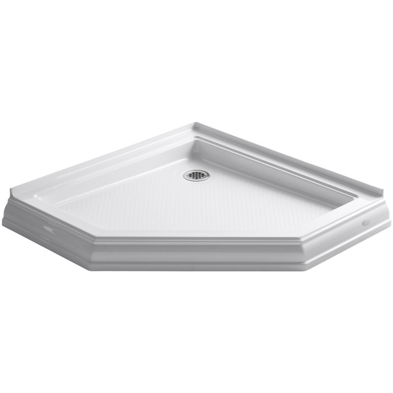 Memoirs® 42" x 42" Neo-Angle Single Threshold Rear Center Drain Shower Base, White