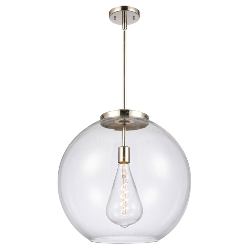 Luminaire suspendu sphère 1 lumière DEL Ralph, Transparent, Nickel poli
