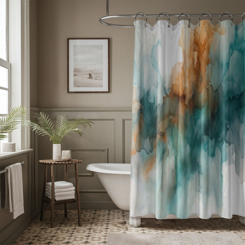 Rideau de douche en marbre Florjan, H 74 po x l 71 po