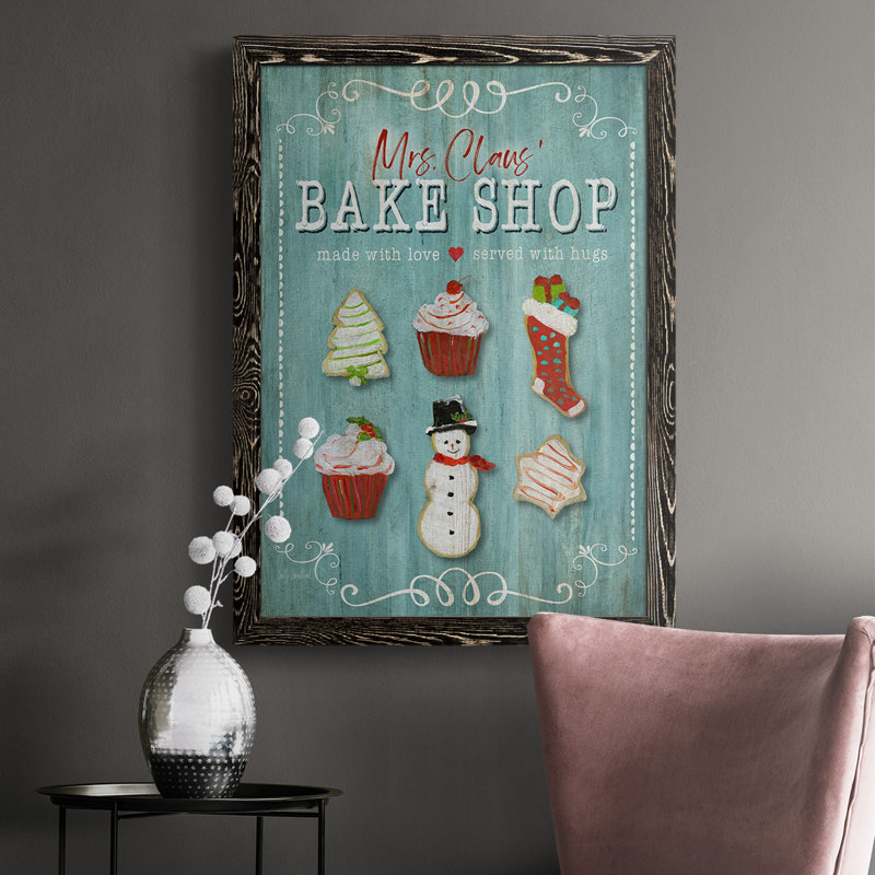 Thundelarra Mme. Claus Bake Shop, reproduction d'art sur toile, H 43,5 po x l 31,5 po x P 1 po, Cadre noir