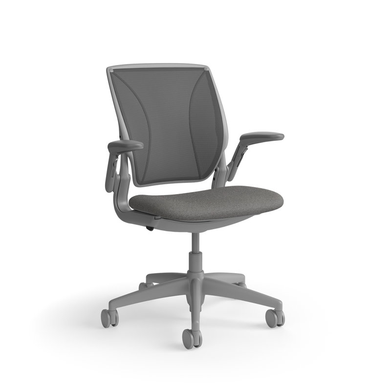 World LM, Black Ergonomic Task Chair with Poppy Seed Backrest, and Light Brown Autumn Upholstered Seat, Gray, Dark Gray Mesh