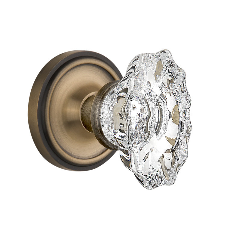 Classic Rosette with Chateau Door Knob, Antique Brass