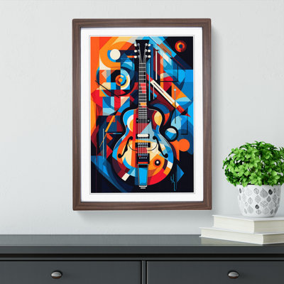 Electric Guitar Cubism Art - Framed Print