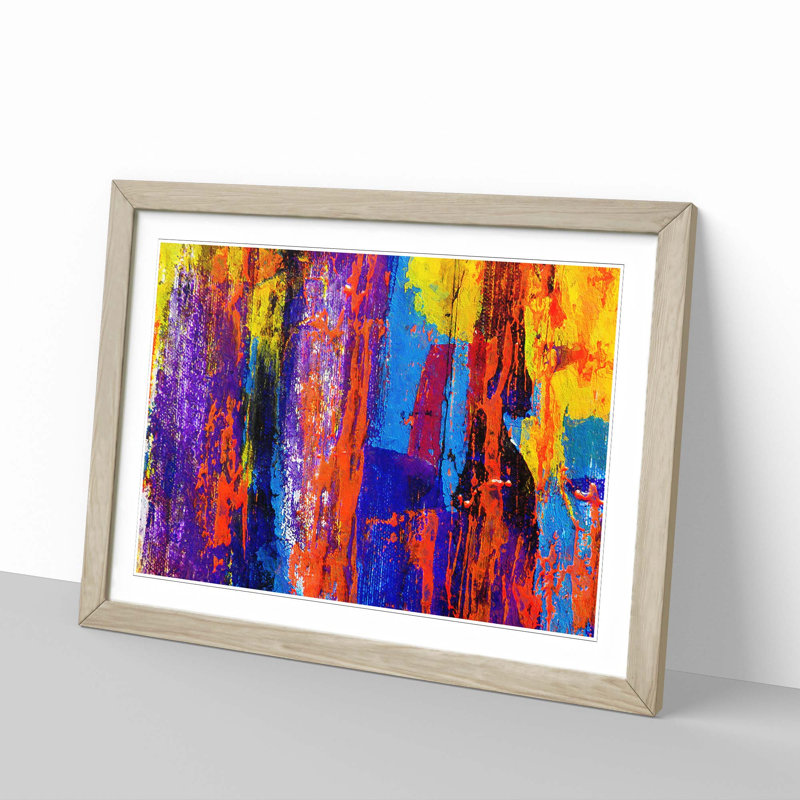 Abstract Vol.475 by S.Johnson - Single Picture Frame Painting, 33cm H x 45cm W x 2cm D, Oak Framed