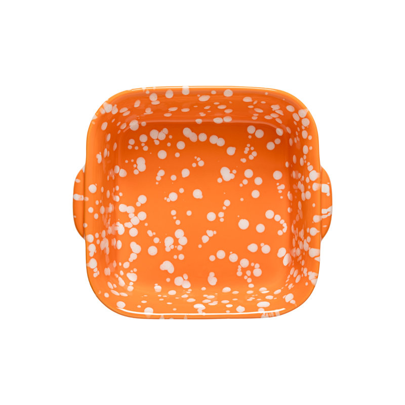 Rafaela Square Baker, Tangerine/White, 10.5" x 9.38"