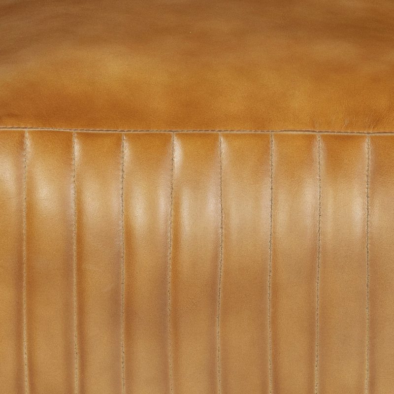 Pouf Brie en cuir caramel, Ivoire ivoire