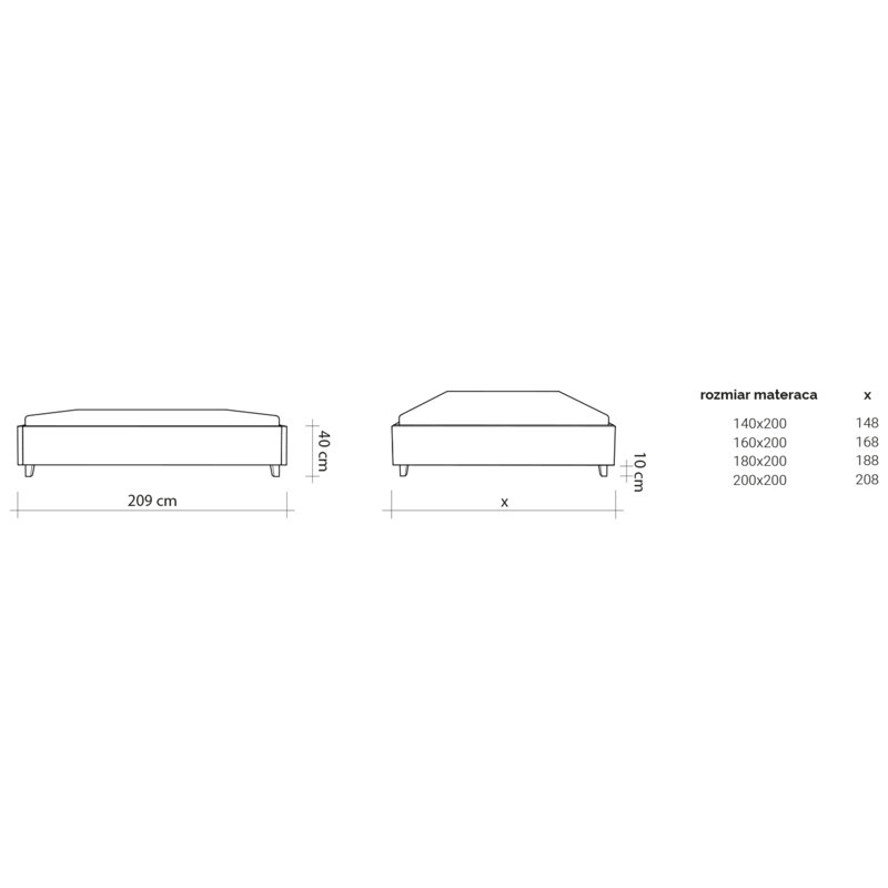 Flat Solid Wood Bed, 180 x 200 cm