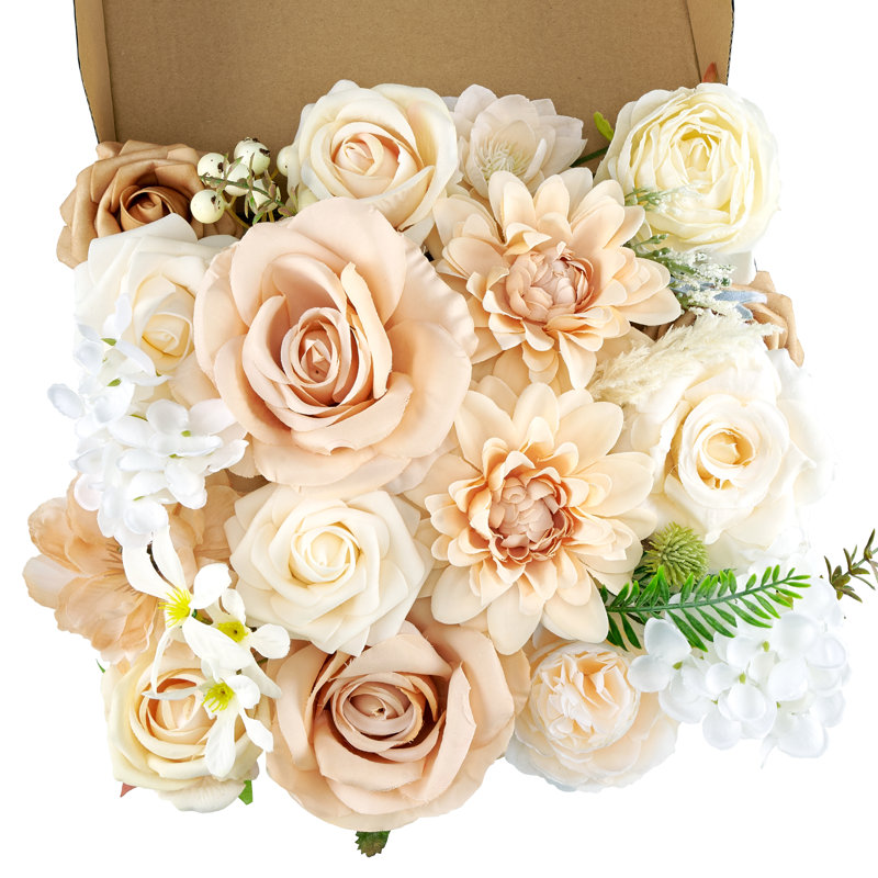 Boîte combinée de fleurs artificielles pour bricolage mariage bouquet de douche