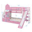 Lit superposé simple sur le thème du château simple, lit superposé en bois avec 2 tiroirs et 3 tablettes, y compris un escalier coulissant et de rangement-2078739267-2078739264