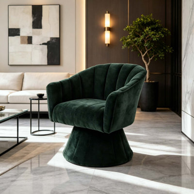 Fauteuil d'appoint pivotant à 360 degrés, fauteuil demi-tonneau capitonné Modern