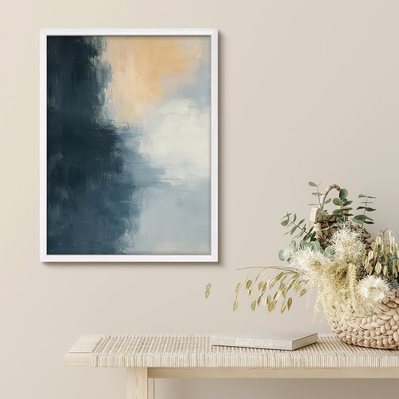 Reproduction d'art encadrée abstraite pour décoration intérieure moderne, H 10 po x l 8 po, Blanc