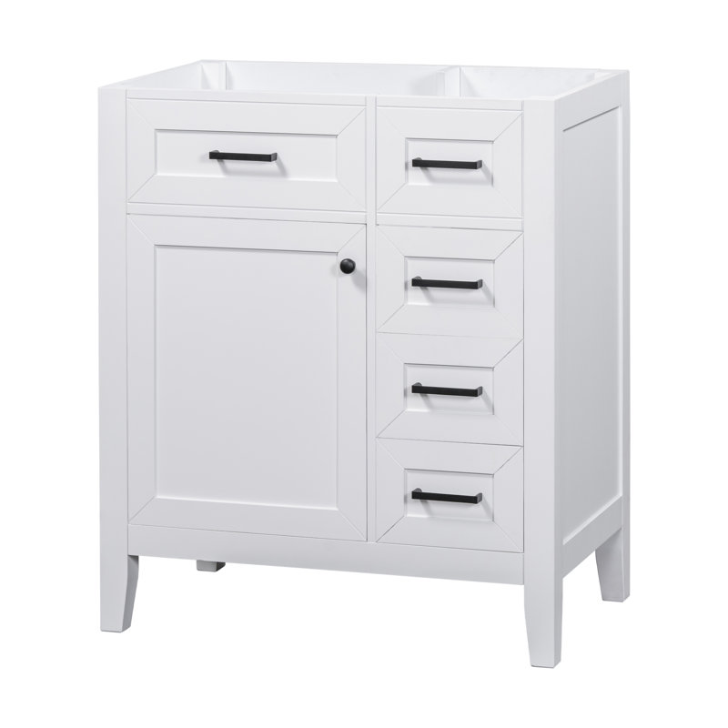 Base de meuble-lavabo de salle de bain sans lavabo, armoire avec tiroirs, Blanc