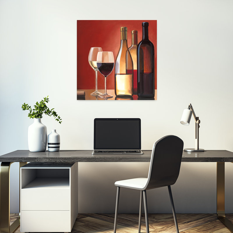 Wine Trio, art contemporain, H 18 po x l 18 po