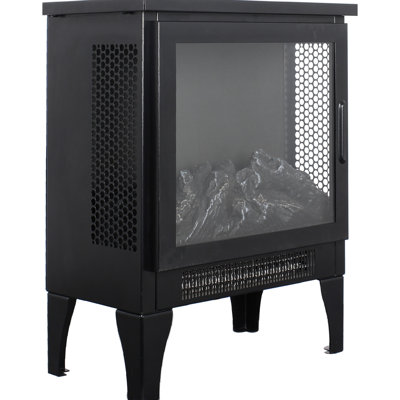 Foyer autoportant de 15 pouces, effet de flamme 3D, chaleur 1400W / 700W, 5000 / H, double protection, 400 pieds carrés Pi. Poêle électrique 50000 heures à DEL, mobile, noir, chauffant, portatif,