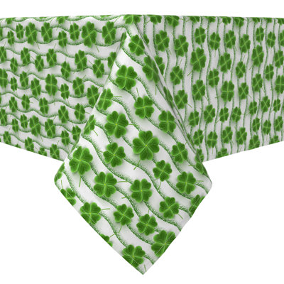 Fabric Textile Products, Inc. Rectangular Tablecloth, 100% Cotton, 60X120", Green Shamrocks And Stripes