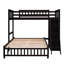 Lit superposé simple au-dessus d'un lit double en bois avec 6 tiroirs de rangement, étagères polyvalentes, tablettes-703031799