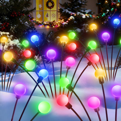 New Upgraded Solar Swaying Light, 2x Brighter 32led Starburst Solar Outdoor Lights, More Realistic Firefly Solar Decorative Lights With 2 Modes, 7 Color Changing Solar Garden Decorative Lights For Christmas Yard Patio Pathway
