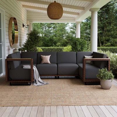 Eila 6 Pieces Wicker Outdoor Conversation Sets With 10'' Ultra-Thick Cushions