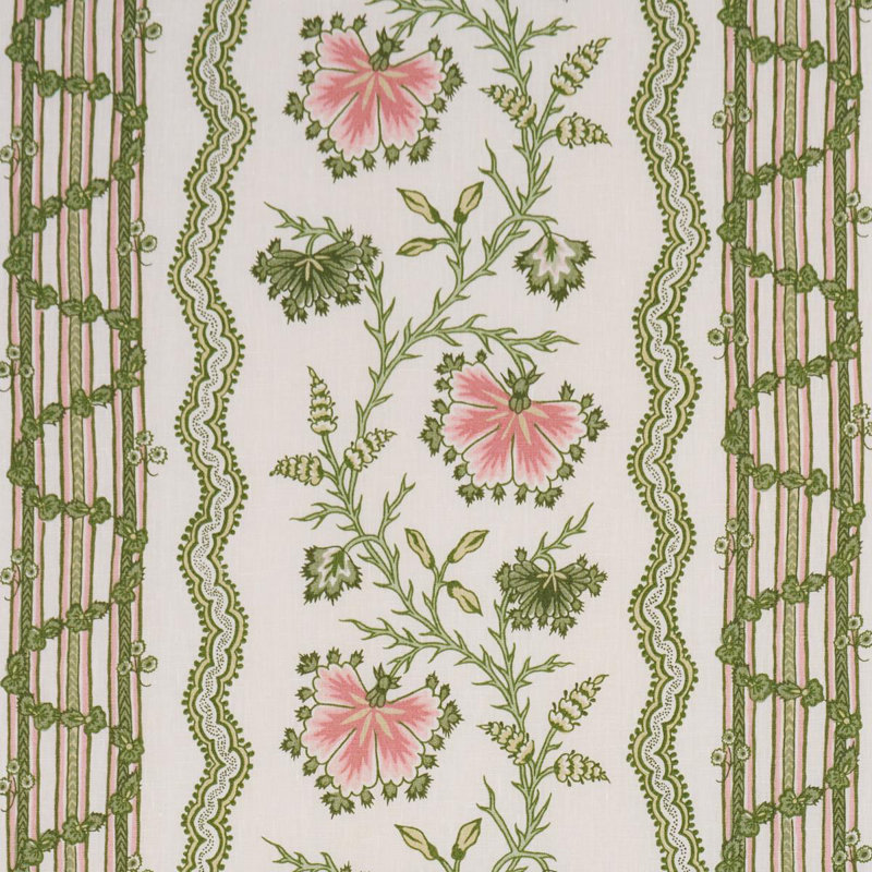 Tissu à rayures florales Parvati, Rose