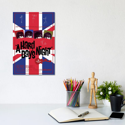 A Hard Day's Night Film Poster (Union Jack Background) by Radio Days - Print on Canvas