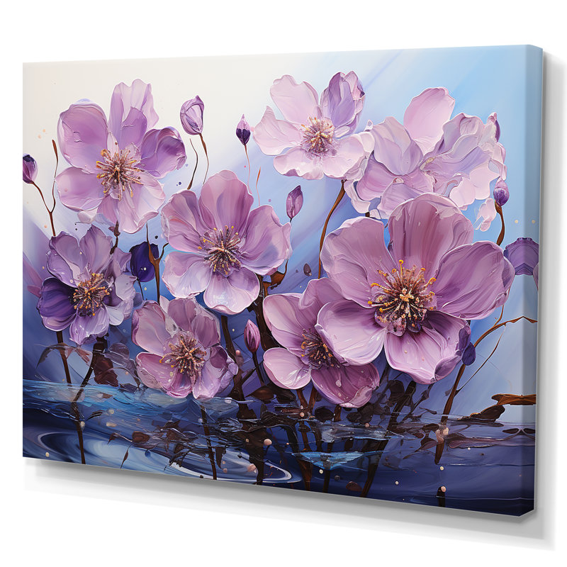 «Violet Flower Meadow Harmony I» sur toile, H 24 po x l 32 po x P 1 po, Toile tendue