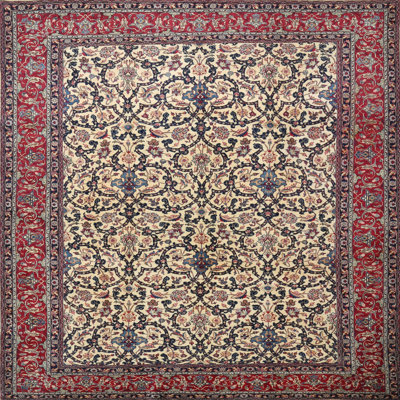 Tapis traditionnel rouge / crème