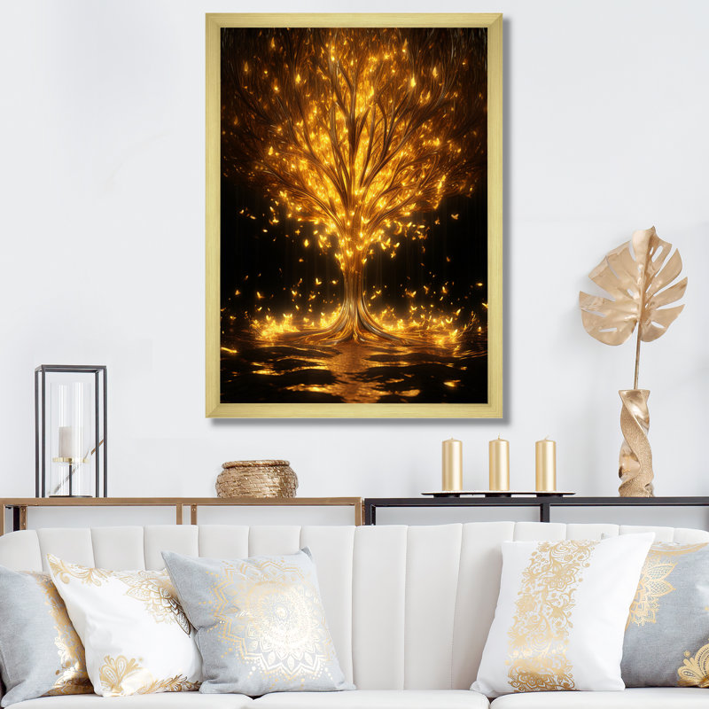 Golden Tree Of Bliss, H 20 po x l 12 po x P 1 po, Cadre doré simple