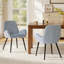 Chaise de salle à manger rembourrée moderne à accoudoirs courbés, chaise d'appoint en tissu texturé avec pieds en bois foncé, chaise de cuisine d'appoint confortable pour la salle à manger-129202971