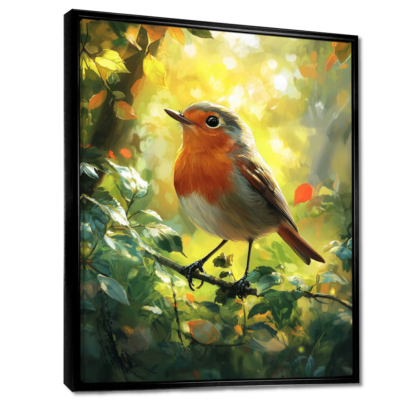 «Kilduff Robin Bird In The Woodland Clearing III», art mural encadré, Black, Impression encadrée flottante, H 20 po x l 12 po