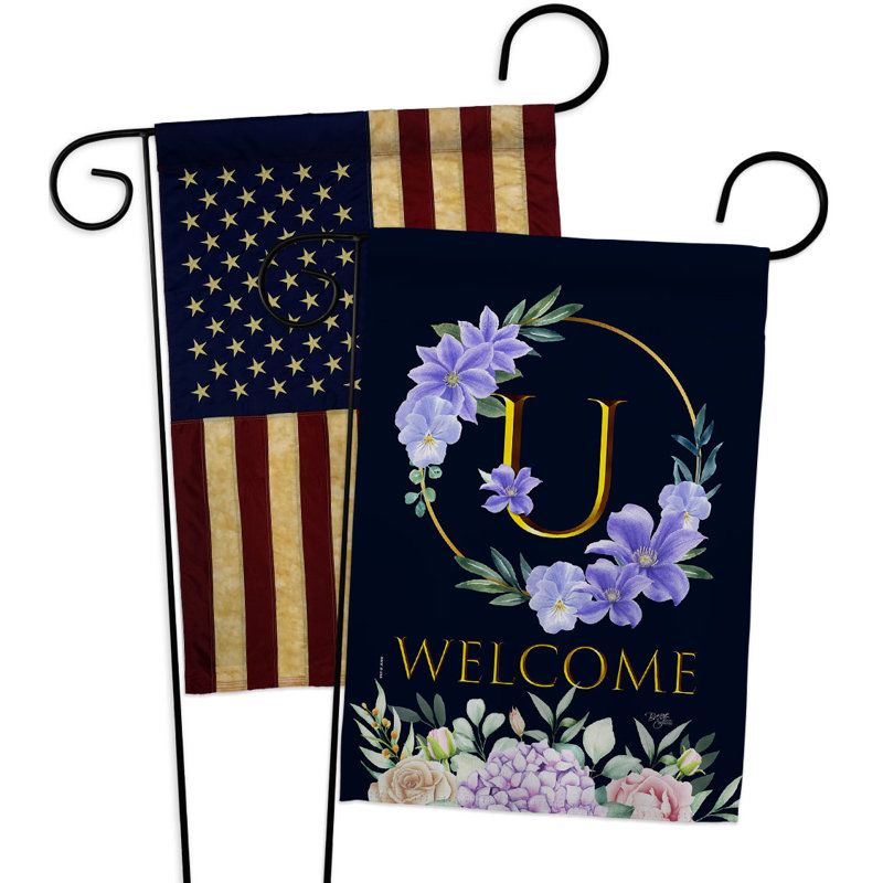 P Drapeau de jardin en polyester 18 po x 13 po, U