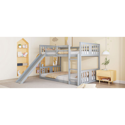 Twin Over Twin Solid Pine Bunk Bed With Full-Length Safety Guardrail