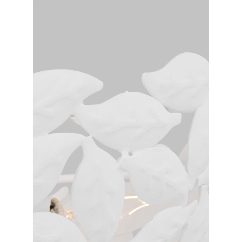 Textured White Leaf Motif 16" Semi Flush Mount Bowl Light