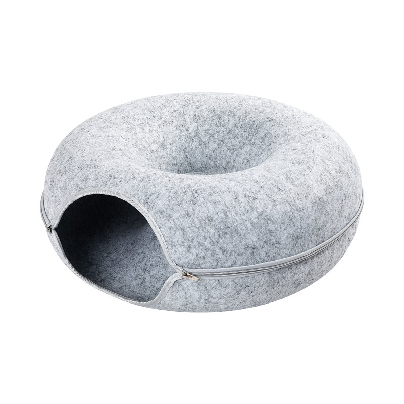 Grand lit tunnel pour chats d'intérieur, Gris