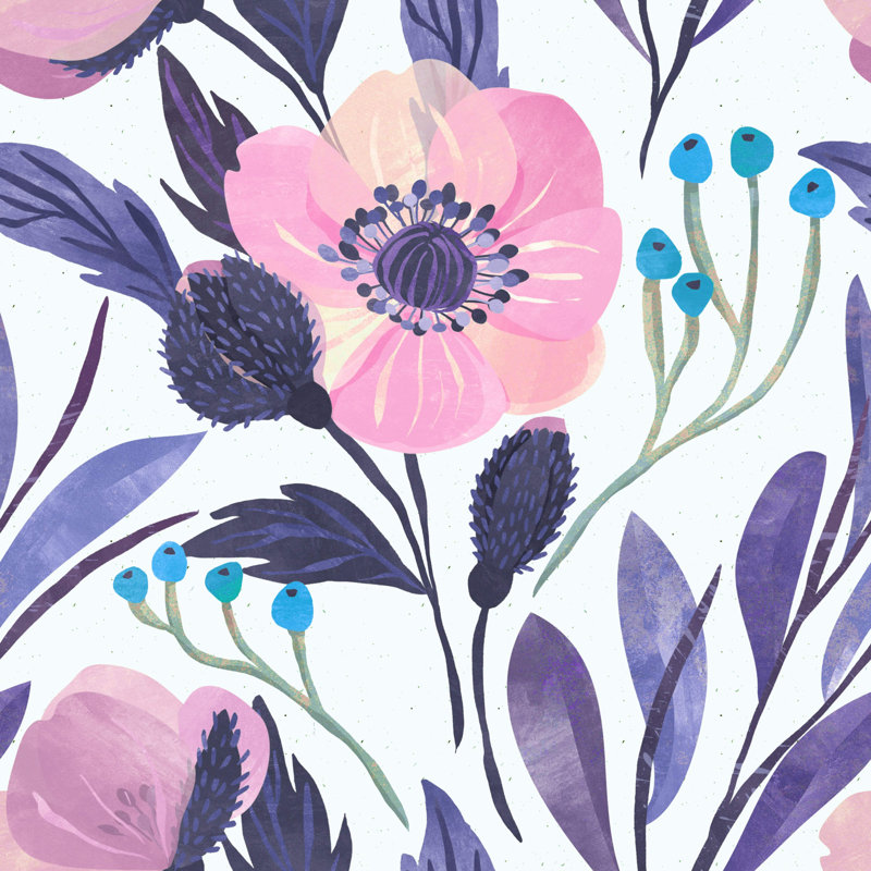 Rouleau de papier peint adhésif Atdhe, Multicolore / mauve, L 16,66 pi x l 25 po