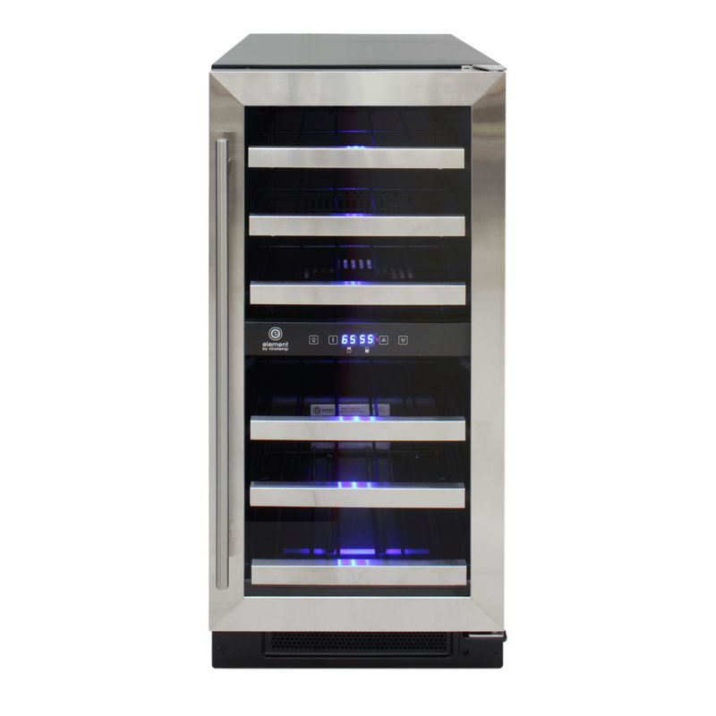 Compact Stainless Steel Dual-Zone Wine Cooler with Interior Lighting