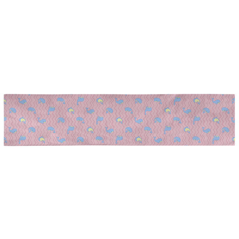 Chemin de table baleines Avicia, 72 po x 16 po, Polyester, Rose / Bleu