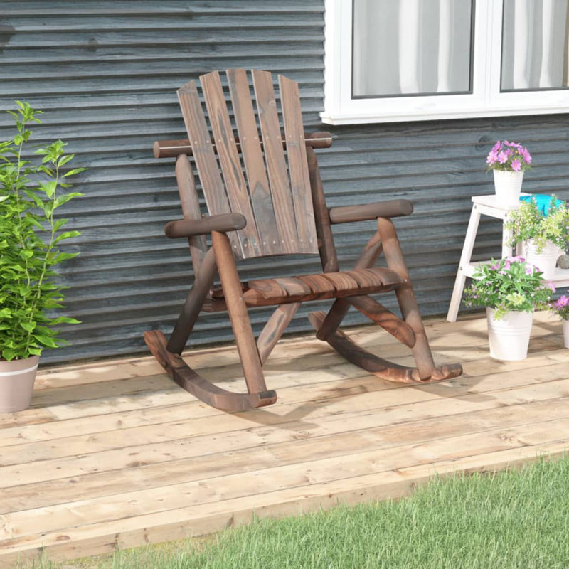 Camarena Solid Wood Rocking Chair, Oak Brown