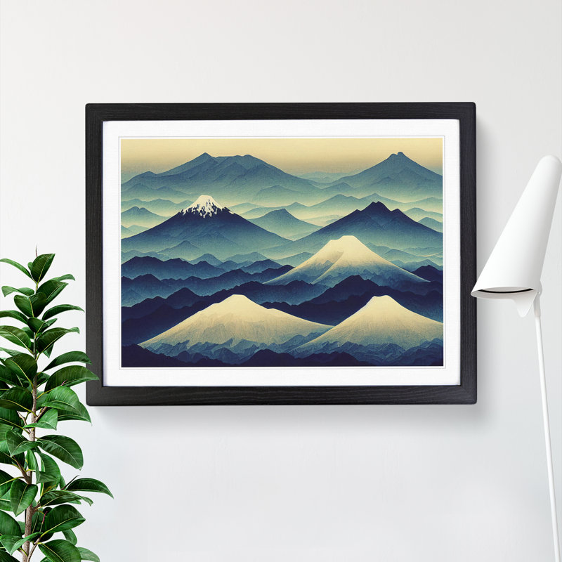 Insightful Japanese Mountains - Single Picture Frame Print, Black Framed, 46cm H x 64cm W x 2cm D
