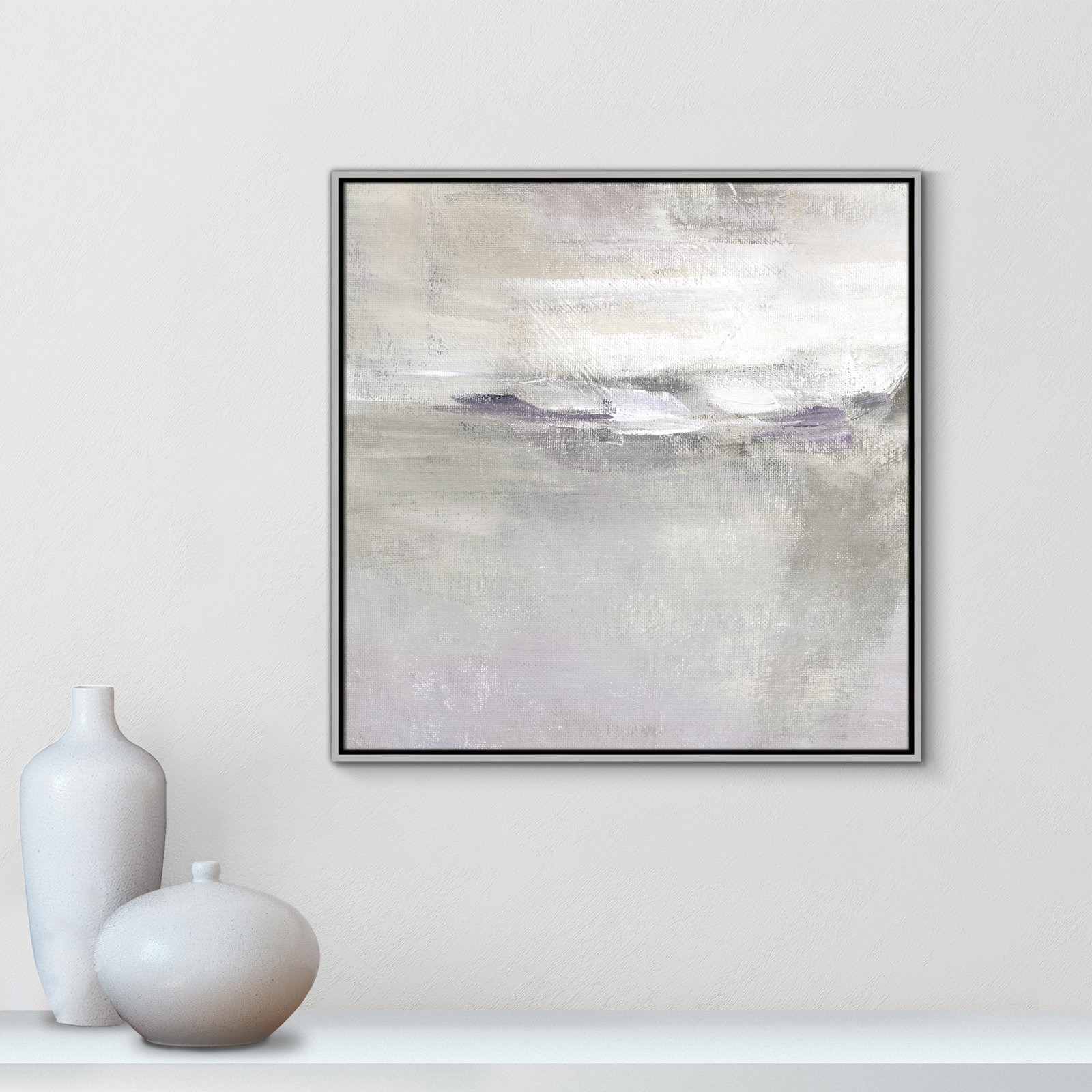 Abbott "Lilac Horizon" Print by Nan, 31.5" H x 31.5" W, Silver Framed