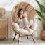 All-Weather Oversized Wicker Egg Chair, Outdoor Indoor Rattan Patio Egg Lounge Chairs With Cushion-2123149423