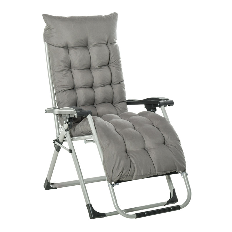 Chaise de jardin inclinable avec repose-tête Outsunny, Gris foncé