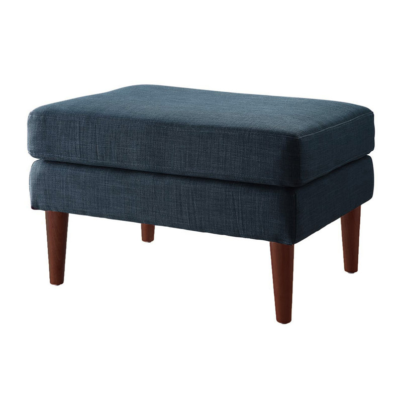 Repose-pieds standard large de 27 po Corwith, Tissu bleu foncé / naturel