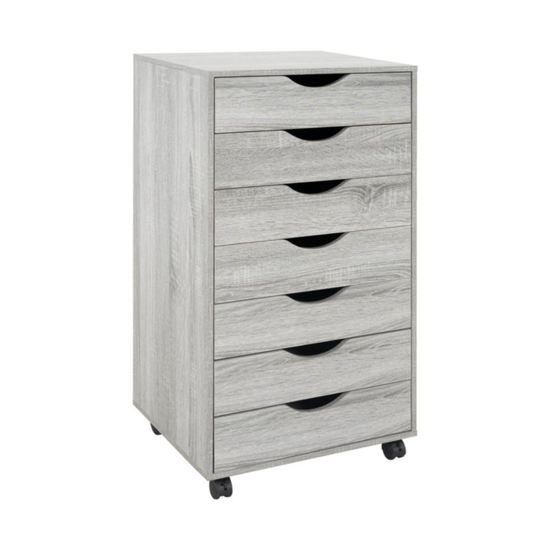 Armoire de rangement à 7 tiroirs Brixen, Chêne gris
