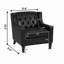 Fauteuil d'appoint en similicuir capitonné noir Mid-Century avec garniture cloutée et pieds en bois massif-133766355
