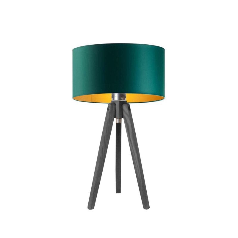 Seligman Solid Wood Table Lamp, Dark Grey, Green