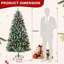 Pre-Lit Artificial Christmas Tree, Snow Flocked Xmas Tree with Warm White Lights and Pine Cones for Indoor Holiday Decor