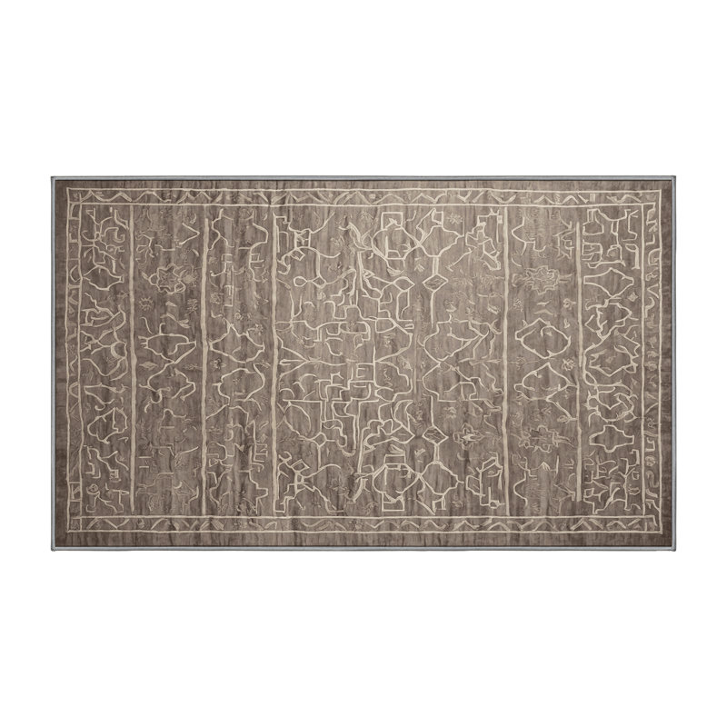 Machine Washable Gray Area Rug, Rectangle 4' x 6'